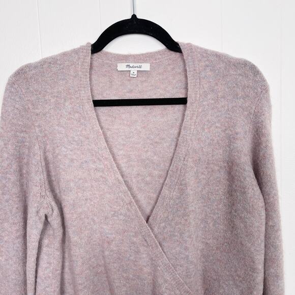 Madewell Wrap Front Pullover Sweater in Coziest Yarn Heather Purple Medium M - Picture 3 of 11